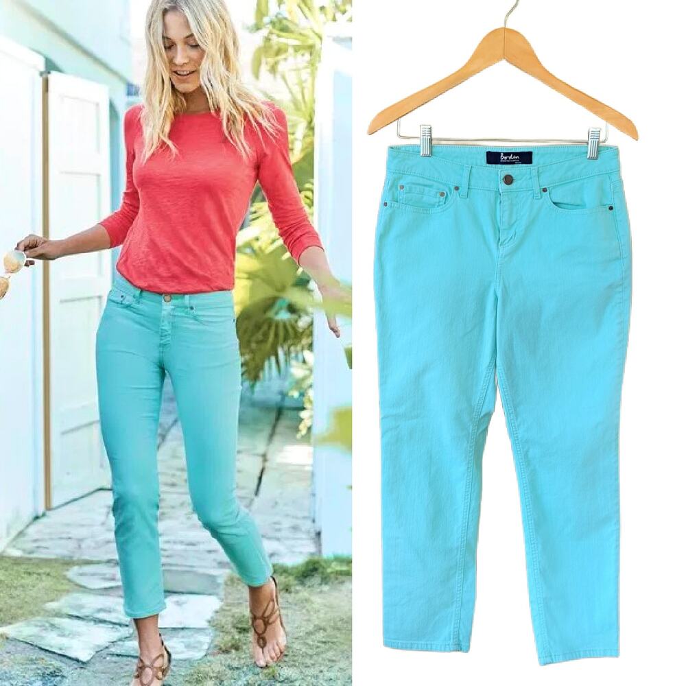 BODEN Cambridge Ankle Skimmer Jeans Size 6 P US Aqua Pool Blue